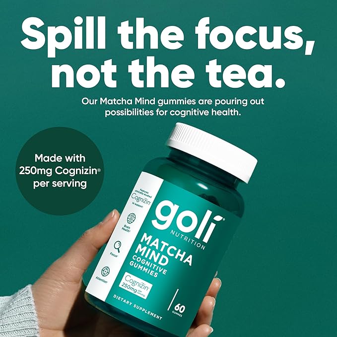 Goli Matcha Mind Gummies - 5 Pack - Green Tea Leaves Powder with Cognizin for Focus Attention and Brain Health Vegan Non-GMO Gluten-Free &amp Gelatin Free - 300 Count