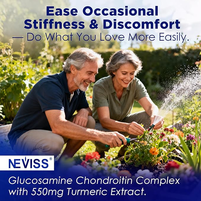 NEVISS Sugar Free Glucosamine Filled Gummies - Glucosamine Supplement Plus Chondroitin MSM Turmeric Boswellia Hyaluronic Acid Vitamin D3 &amp Zinc 120 Gummies 60 Servings