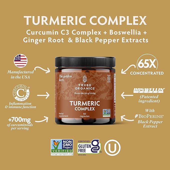 Turmeric Curcumin C3 Complex with BioPerine 1050mg - Natural Joint Support - 95% Curcuminoids &amp Black Pepper Extract for Ultra High Absorption &amp Potency - Non GMO - Gluten Free - 60 Vegan Caps