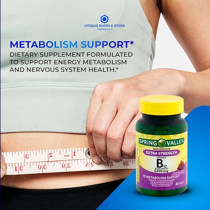 Unique Bundle Store Extra Strength Vitamin B12 5000 mcg – 45 Tablets Mixed Berry Flavor Fast Dissolve B12 Vitamins Daily B 12 Supplement for Metabolism Support (Pack of 2)
