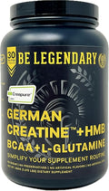Creapure® German Creatine + HMB | Build Strength | Gain Lean Muscle | Recover Faster | Crush Plateaus | 5G Creapure® Creatine Monohydrate | 3G HMB | 8G BCAA | 5G L-Glutamine | 30 Servings | Unflavored
