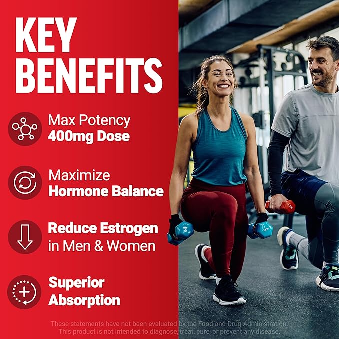 Force Factor DIM Max DIM Supplement 400mg Estrogen Balance for Women &amp Men Extra Strength for Hormonal Acne Metabolism Menopause PCOS Diindolylmethane Superior Absorption 60 Capsules