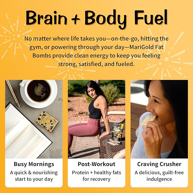 MariGold Keto Fat Bombs - 6 Flavor Sampler - 3 Pack - Collagen Protein Bars | Healthy Low-Carb Low-Sugar Snacks | Organic Ingredients Gluten-Free Non-GMO