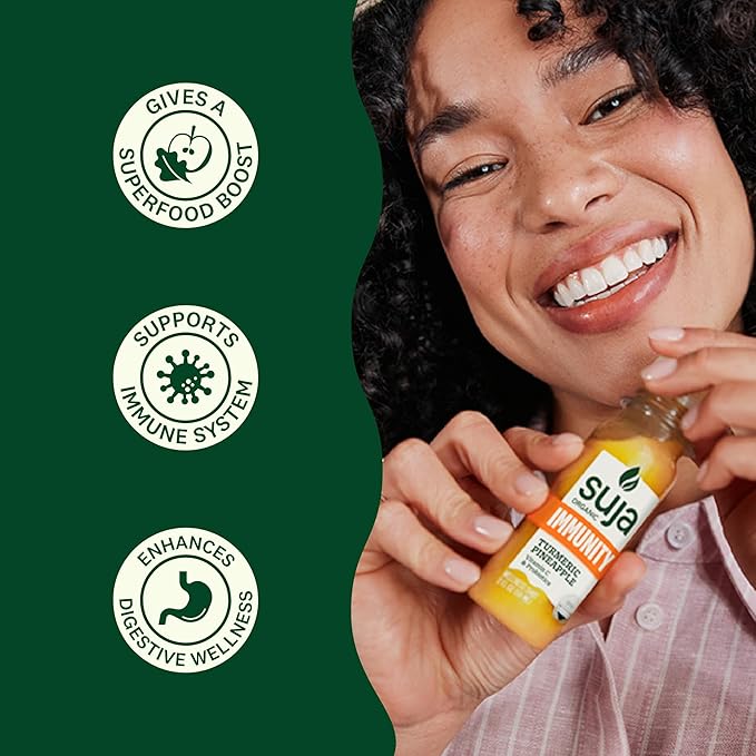 Suja Organic Immunity Defense Shot (20 Pack) with Turmeric and Ginger | Immunity Boost &amp Support | Functional Shots | Cold-Pressed Juice with Live Probiotics | Plant-Based &amp Gluten-Free (20 Pa