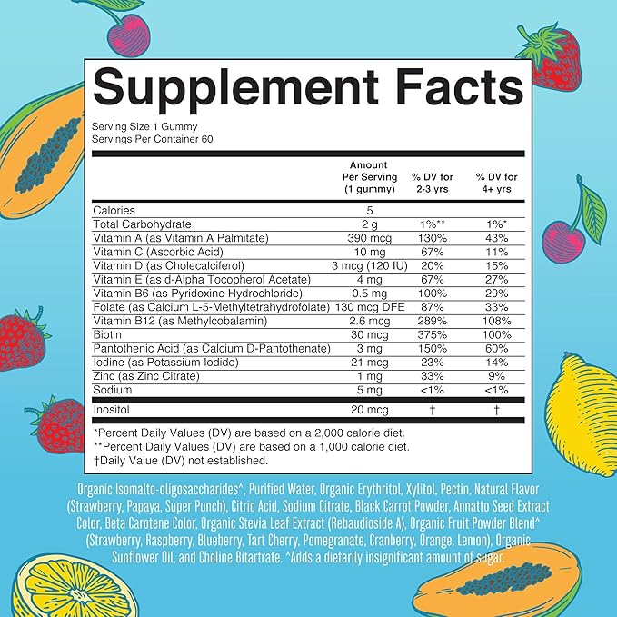 MaryRuth Organics Multivitamin and Probiotic Gummies (Strawberry) for Kids | Clean Label Project Verified® | Vitamins for Gut Health Immunity &amp Overall Wellness | Vegan Non-GMO Gluten Free