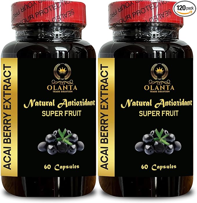 ACAI Berry Extract - Natural Anti Aging Supplement Antioxidant Support Açaí Berry (Euterpe oleracea) Pills acai Berry Juice - 2 Bottles 120 Capsules