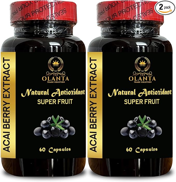 Acai Berry Extract – Antioxidant Acai Superfood Capsules for Energy &amp Extended Supply acai Fruit Supplement - 2 Bottles 120 Capsules