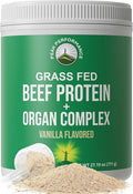 Grass Fed Beef Protein Powder + Organ Complex - Lactose Free Great Tasting Beef Protein Isolate - Animal Based Non Dairy No Whey Paleo Carnivore Supplement for Muscle Building - Vanilla Flavor