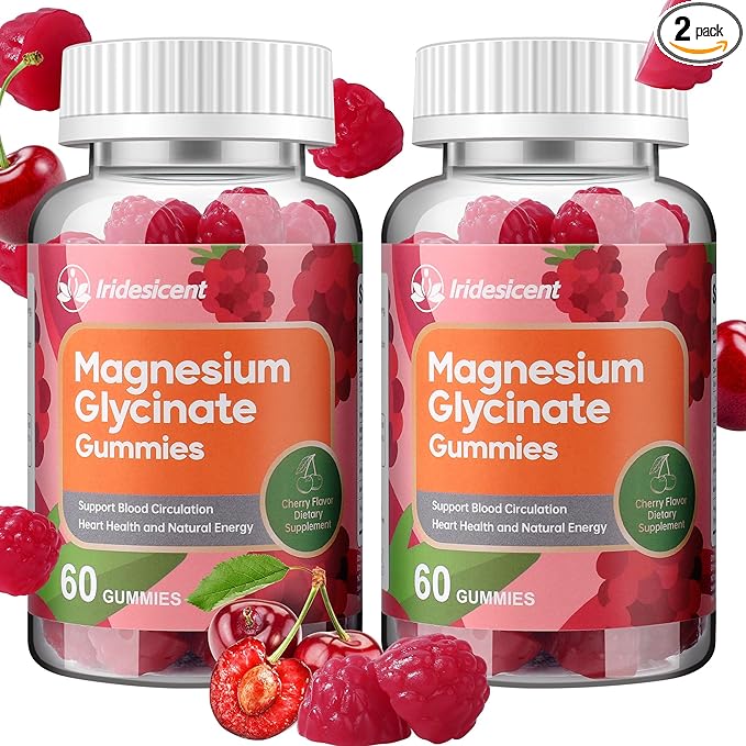 Magnesium Glycinate Gummies 400mg Sugar Free Magnesium Supplement w/Ashwagandha Zinc Vegan Magnesium Glycinate Supplement for Adults - 120 Cherry Gummies