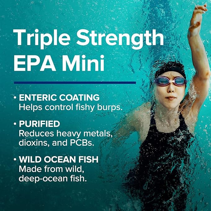 GNC Triple Strength Fish Oil EPA 1000 Mini 1000mg Omega 3 Mini Softgels Supports Eye Brain Skin Healthy Triglycerides Heart Joint Coated to Control Fishy Burps 45 Servings