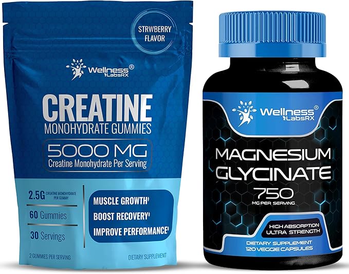 WELLNESS LABSRX Creatine Gummies with Magnesium Glycinate Capsules | Bundle