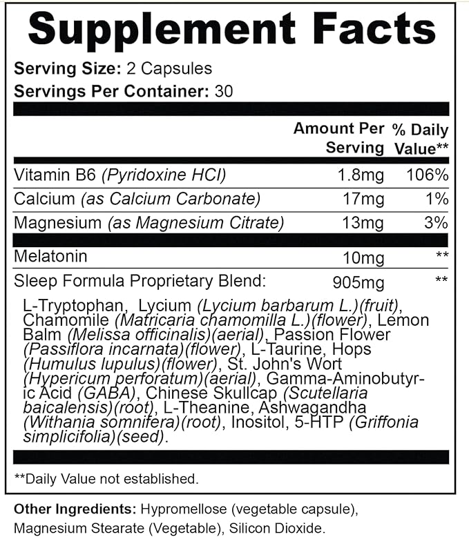 Cat Nap Siesta | Sleep Support Capsules for Humans | Nighttime Relaxation Formula with Calming Botanicals | Non-Habit | 60 Capsules