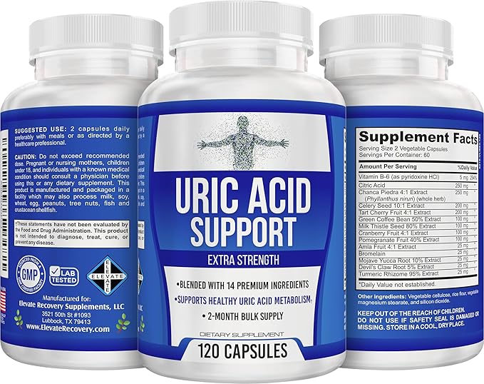 2-Month Uric Acid Support (14-in-1) Supplement | 60-Day Bulk Supply | Uric Acid Health Supplements | 120 Capsules