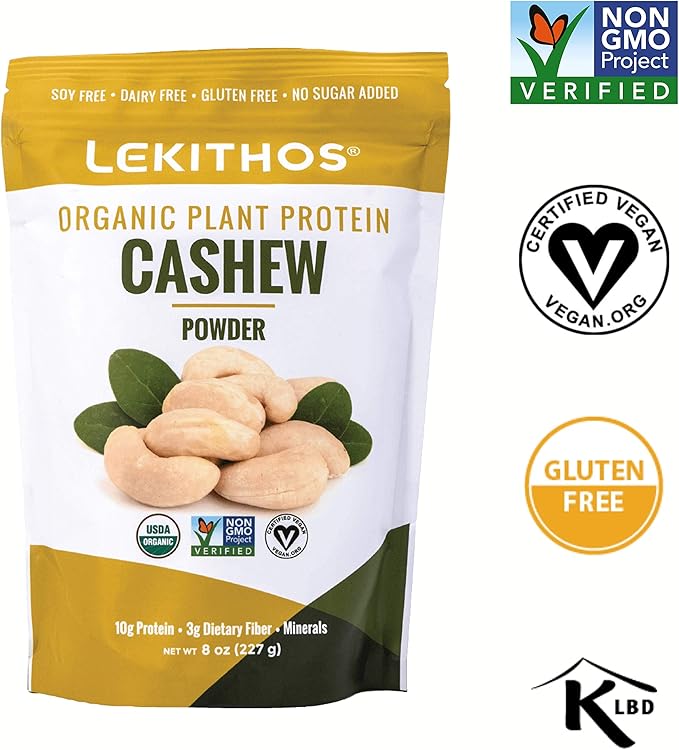Organic Cashew Protein Powder Single Ingredient 10g Protein Per Serving High in Potassium Phosphorus Calcium! 6oz Plant-Based Vegan Non-GMO 6 Servings High Fiber No Added Sugar
