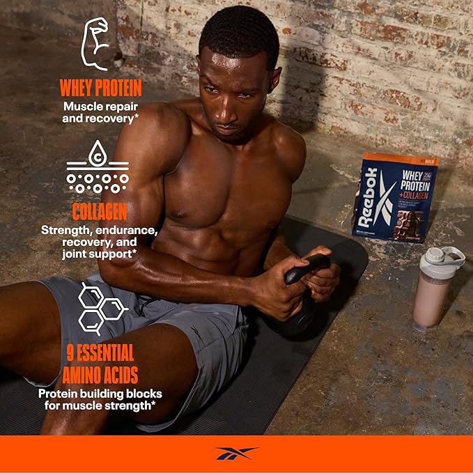 Reebok REEbuild Whey Protein + Collagen Bundle | Vanilla Ice Cream &amp Chocolate Fudge | 25G Protein Joint Health | Complete Protein System | Multi-Flavor Bundle