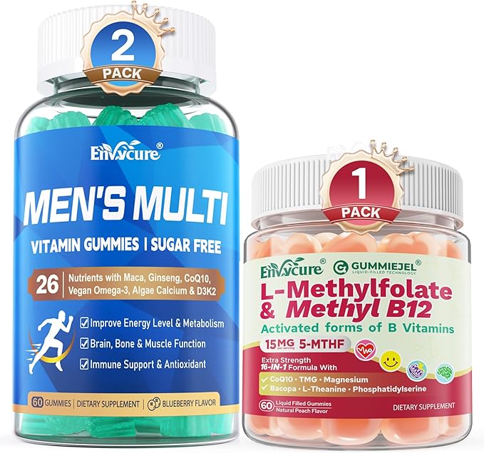 Methylated Multivitamin for Men + L-Methylfolate 15mg Plus Methyl B12 2000mcg Gummies