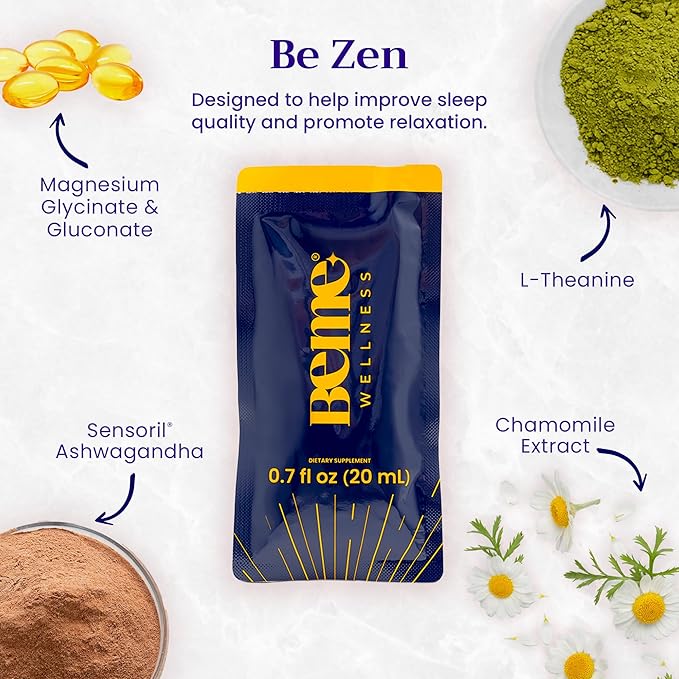 BeMe BeRadiant Peach &amp BeZen Bundle - Liquid Collagen &amp Magnesium Glycinate L-Theanine Supplements