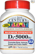 21st Century Maximum Strength D3 5000 IU 110 Tablets - 2pc