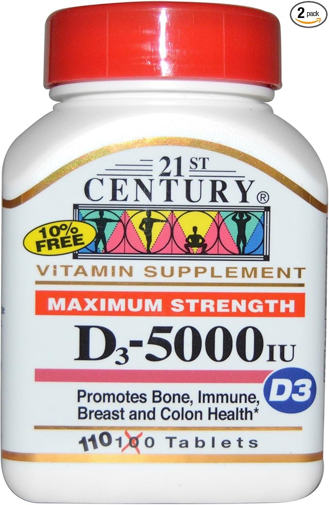21st Century Maximum Strength D3 5000 IU 110 Tablets - 2pc