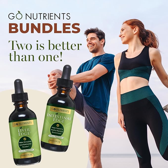 Go Nutrients Intestinal Edge Cleanse 60mL (2 oz) &amp Liver Cleanse Edge 60ml (2 oz) Non-GMO Soy-Free