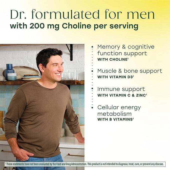 MegaFood Men's Advanced Multivitamin for Men - Doctor -Formulated - Choline Vitamin B12 Vitamin D Vitamin C &amp Zinc - Brain Health &amp Immune Support - Non-GMO - Vegetarian - 120 Tabs (60 Serv