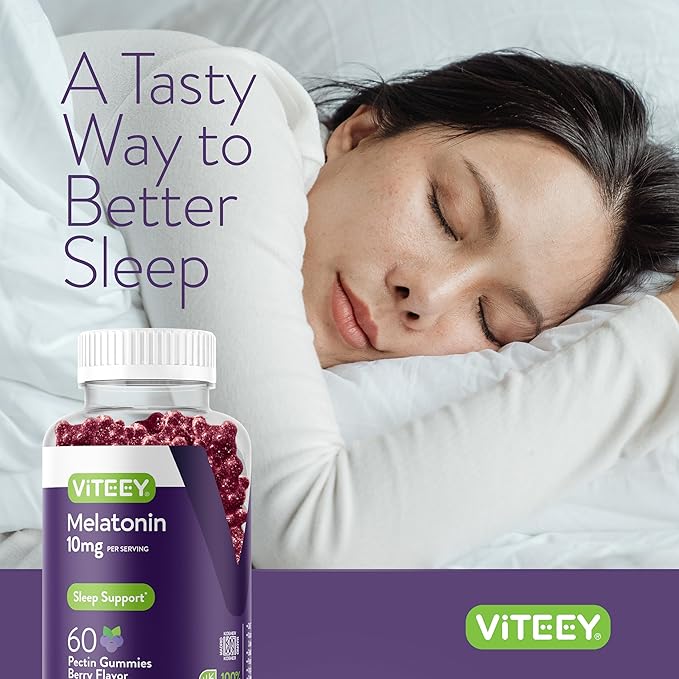 Viteey Melatonin Gummies 10mg - Sleep Gummies for Adults Extra Strength Melatonin - Vegan GMO Free Gluten Free - 120 Count