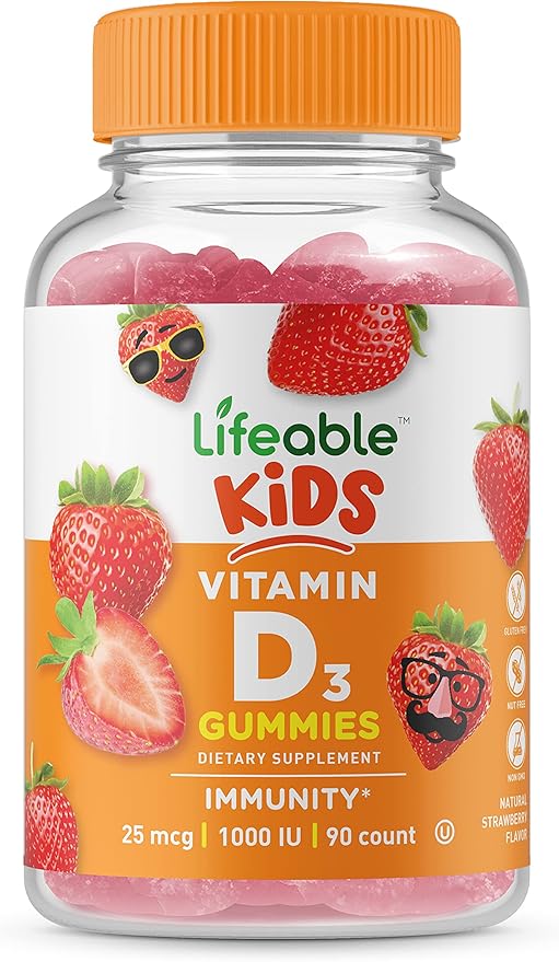 Lifeable Vitamin D Kids + Biotin Kids Gummies Bundle - Great Tasting Vitamin Supplement Gluten Free GMO Free Chewable Gummy