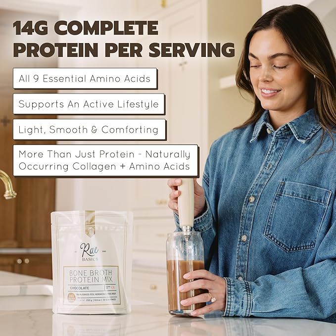 Bone Broth Protein Powder Grass Fed Collagen with 14g Complete Protein per Serving Gluten Free Keto &amp Dairy Free Organic &amp Clean Ingredients No Added Sugar Chocolate 26 Servings