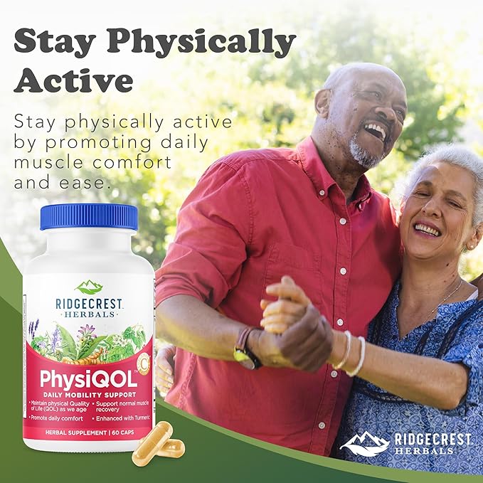 Ridgecrest Herbals PhysiQOL Herbal Supplement with Boswelia and Tumeric (60 Vegan Caps 30 Serv)