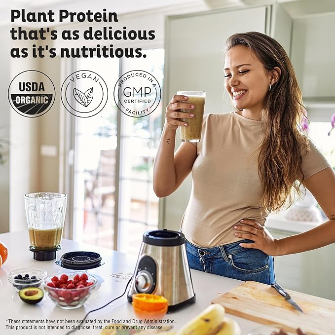 KOS Vegan Protein Powder Salted Caramel Coffee - Low Carb Pea Protein Blend Organic Plant Superfood Rich in Vitamins &amp Minerals - Keto Dairy Free - Meal Replacement for Women &amp Men - 15 Ser
