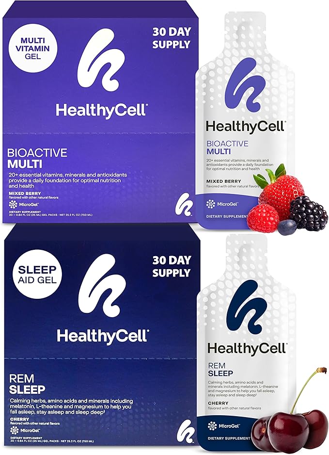 Healthycell REM Sleep Aid Supplement + Bioactive Multivitamin for Women &amp Men Bundle