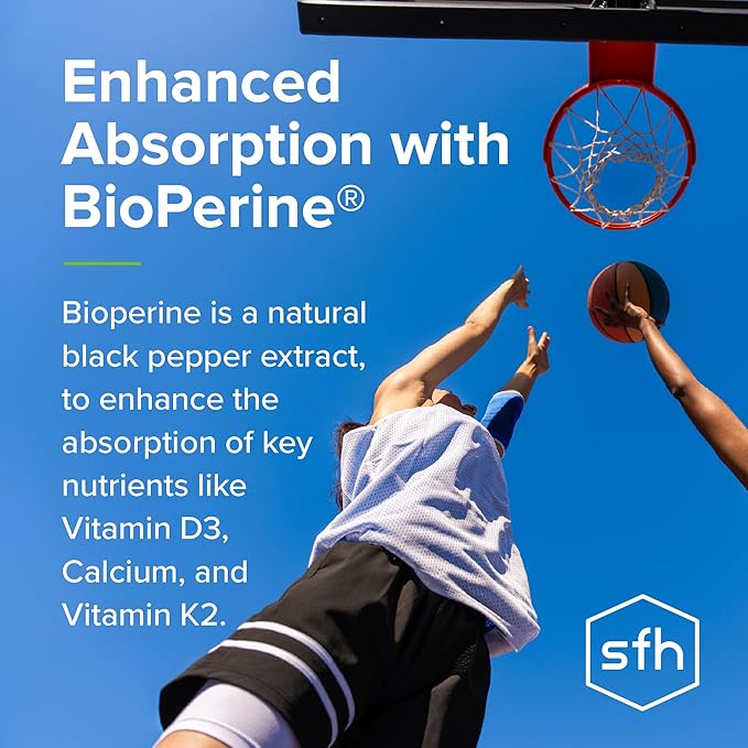 SFH K2+D3 &amp Calcium: The Ultimate 3-in-1 Formula for Bone Immune and Cardiovascular Health – 60 Capsules