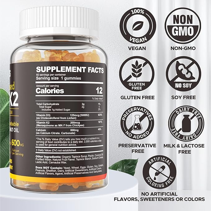 NEVISS Vitamin D3K2 5000IU Gummies + Melatonin 60mg for Adults Bundle