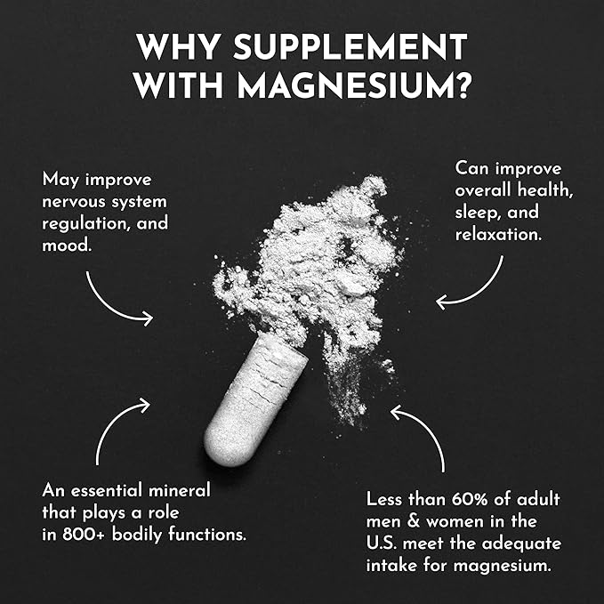 Just Ingredients Magnesium Complex - Five Bioavailable Forms for Relaxation Sleep Mood Support - 60 Capsules