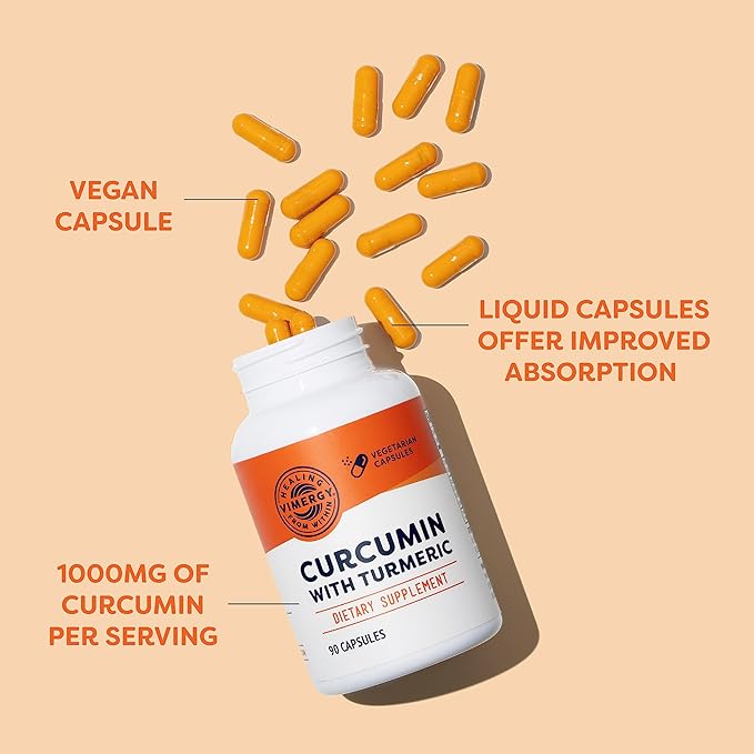 Vimergy Curcumin with Turmeric Supplement 1000mg Curcumin Extract/Serving – Liquid Capsules - Non-GMO Gluten-Free Kosher Vegan &amp Paleo Friendly Turmeric Curcumin Supplement