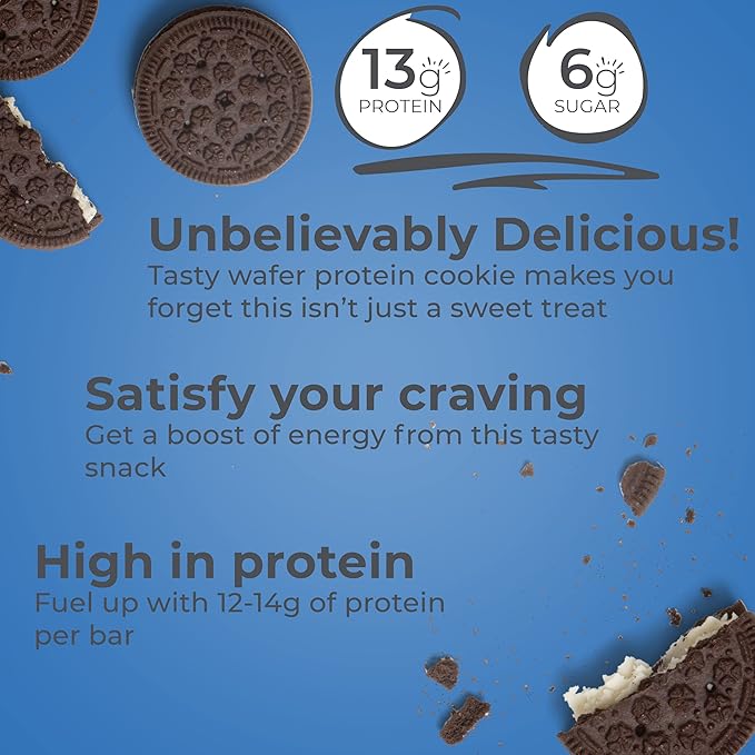 Power Crunch Whey Protein Bars High Protein Snacks with Delicious Taste Cookies and Cream 1.4 Ounce (12 Count)