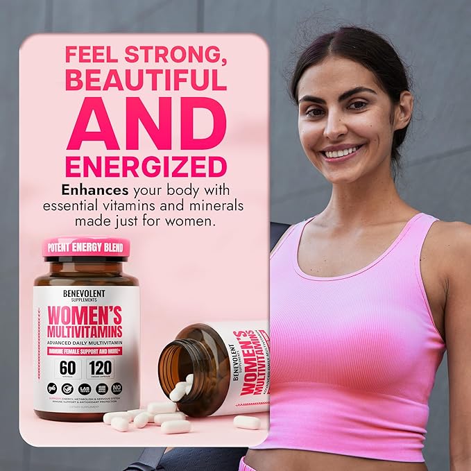 Multivitamin for Women - Supplement for Energy Immunity &amp Female Support - Daily Vitamins for Women with Biotin Calcium Magnesium - Non-GMO Vegetarian Women’s Multivitamin - 120 Caps