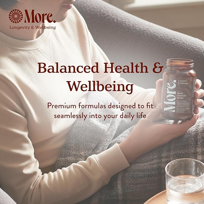 More. Longevity &amp Wellbeing Premium Calcium Supplement - Bone Strength Supplements with Magnesium Vitamin D3 + K2 &amp Zinc for Bone Health Support - 4 Capsule Daily - Easy to Swallow - 120 Caps