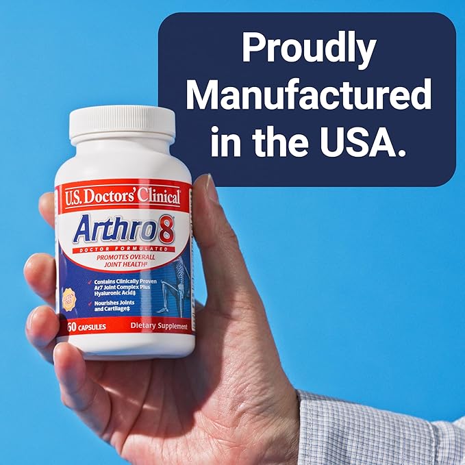 U.S. Doctors’ Clinical Arthro8 - Doctor-Formulated Joint Supplement + Hyaluronic Acid + Turmeric &amp Collagen for Flexibility Mobility &amp Strong Cartilage - 60 Capsules - 15/30-Day Supply