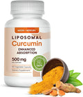 Liposomal Turmeric Curcumin Supplement - High Absorption Capsules for Immune &amp Joint Support - Non-GMO No Fillers No Additives No Black Pepper - 500mg Per Serving - 60 Capsules
