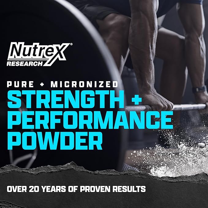 Nutrex Research Micronized Creatine Monohydrate Powder - 200 Servings (1KG) Pure Unflavored Creatine Monohydrate Supplement for Muscle Gain Strength and Performance 5G Per Serv (2.2lbs)