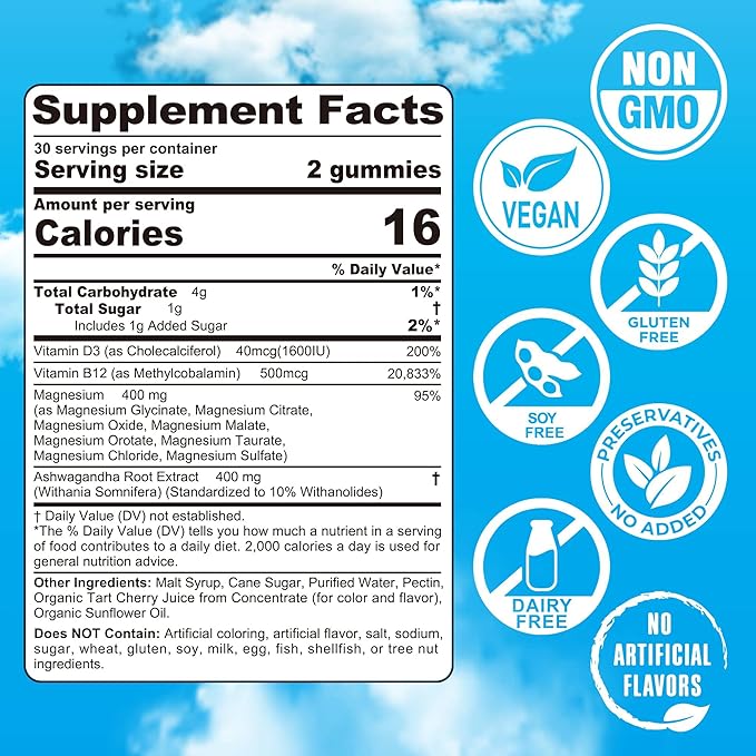 Magnesium Gummies 400mg &amp Vegan Omega 3 Gummies 1280mg