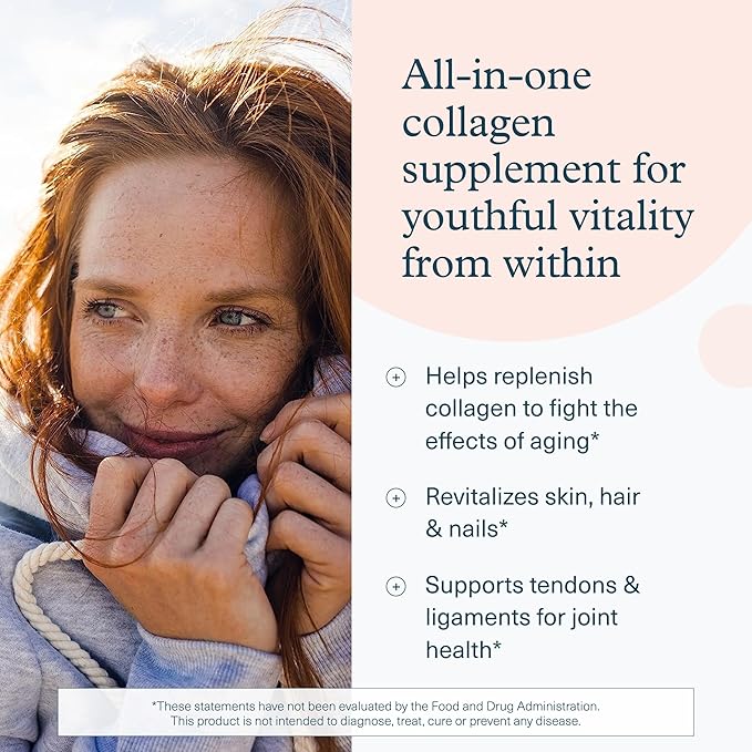 Youtheory Collagen + Biotin - Advanced Collagen Supplement - with Hydrolyzed Peptides Vitamin C &amp Vitamin B - Supports Hair Growth Nail Health &amp Skin - 390 Tablets