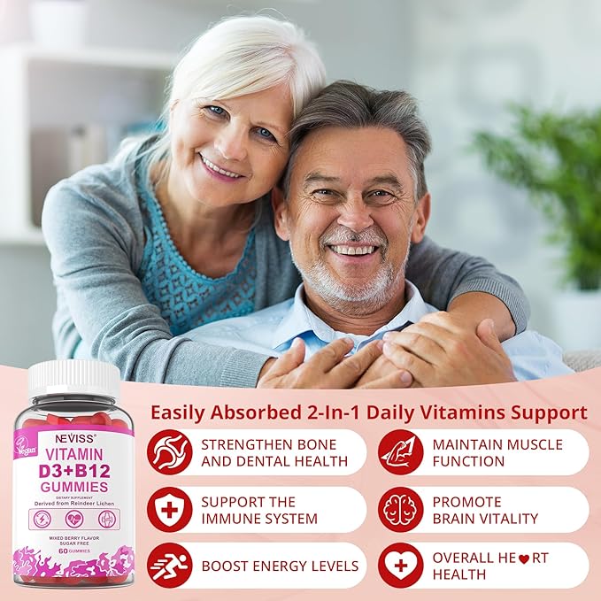 NEVISS Methylated Multivitamin Vitamin D3 + Vitamin B12 Gummies 3Pack