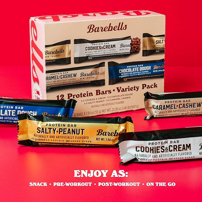 Barebells Protein Bars Variety Pack - 24 Bars (2 Packs of 12) 20g High Protein Treats - Chocolate Nutrition Bars with No Added Sugar - On-The-Go Breakfast or Post-Workout Snack