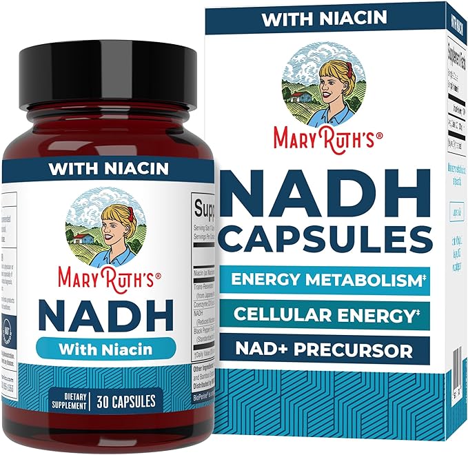 MARYRUTH'S NADH Capsules | Niacin | NAD+ Precursor | Trans-Resveratrol | CoQ10 | Cellular Energy | Energy Metabolism | Cognitive Function | Vegan | Gluten-Free | 1 Capsule Daily | 30 Servings