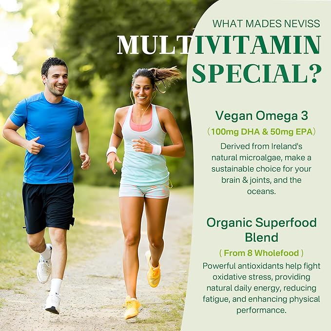 NEVISS Vitamin D3 5000IU + K2 (MK-7) 120mcg with Vegan Multivitamin for Women Men with Iron Vitamin B12 A D3 K2 Algae Omega 3 Magnesium Zinc