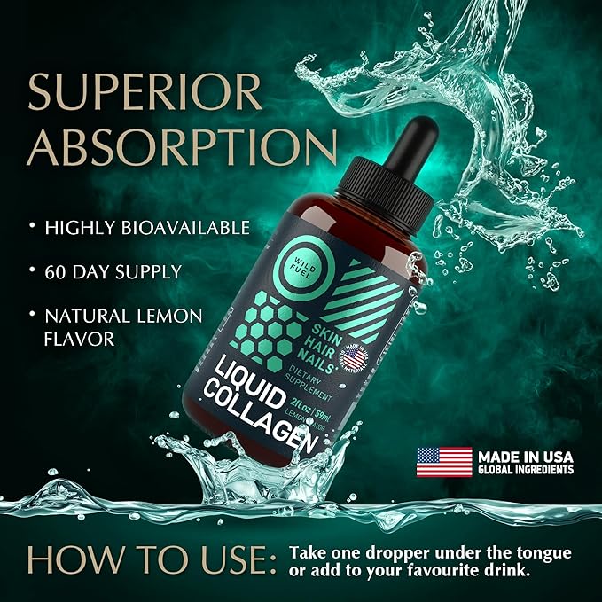 WILD FUEL Vegan Probiotic Plus B12 and Liquid Collagen Peptides with Biotin Wellness Bundle