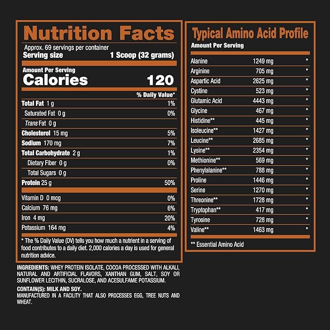 BPI Sports ISO HD Isolate Protein Powder – 100% Whey Isolate Protein Powder for Muscle Gain - Chocolate Brownie 5.4 Pounds - 69 Servings