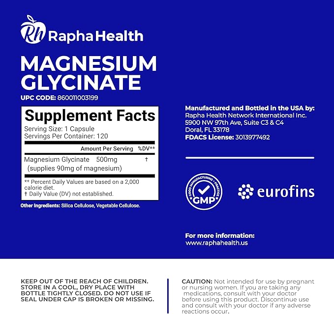 Magnesium GLYCINATE 500mg | High Absorption | 100% Chelated | Supports Bone Health &amp Muscle Recovery | 120 Capsules - 4 Month Supply